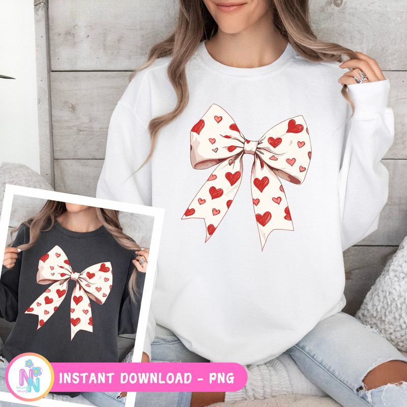 Valentines Day Heart Coquette Bow Png 1
