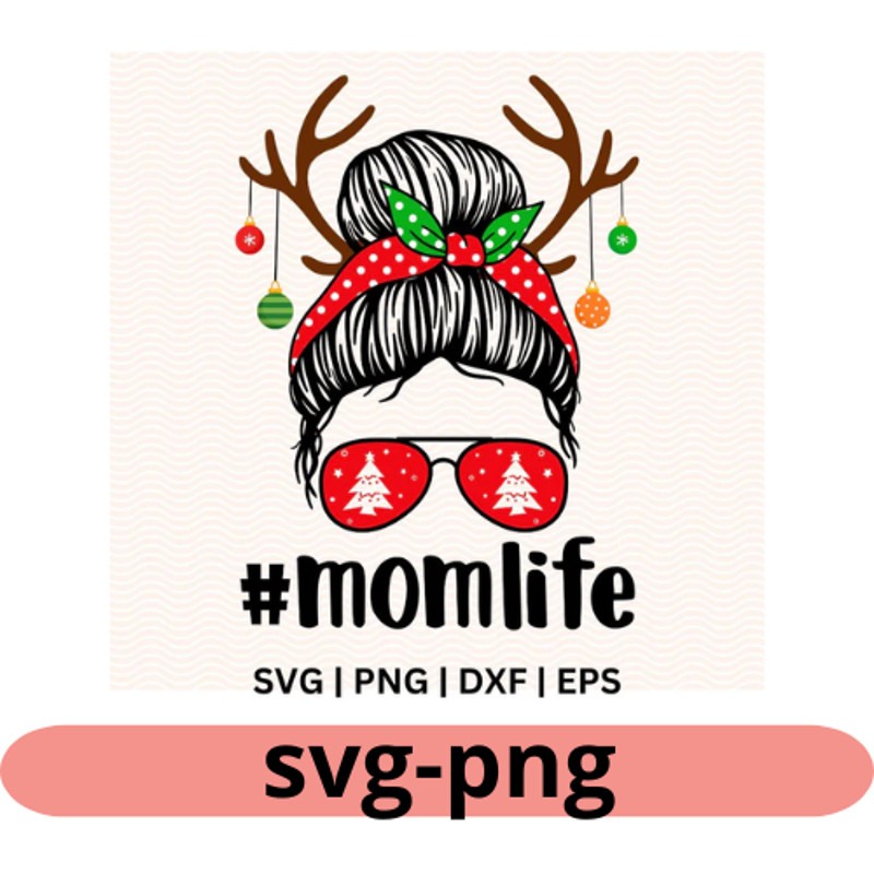 Christmas Messy Bun SVG Cut File Layered 0