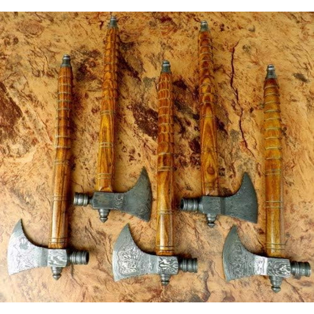 Lot Of 5 Pcs Hand Forged Damascus Steel Smoking Axe 1