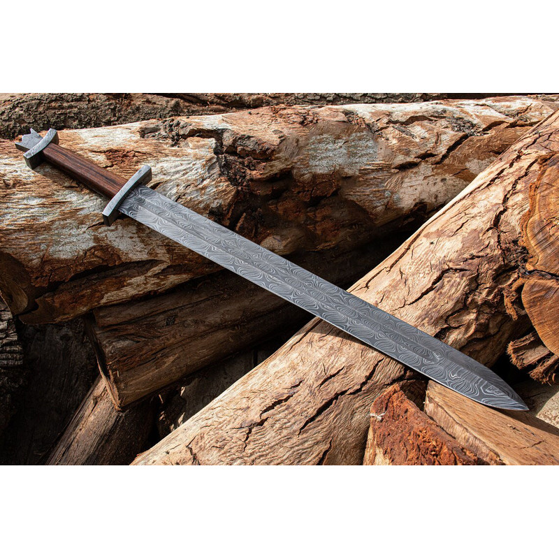 CUSTOM HANDMADE PREMUIM SWORD WITH Decorated Rosewood Damascus With Damascus Guard Pommel HANDLE 1