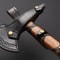 Custom Handmade Beautiful Damascus Steel Hunting Axe With Natural Wood Leather Strapp 3