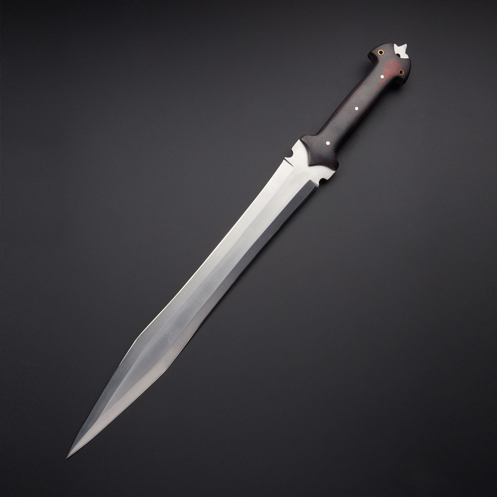 Custom Handmade D2 Tool Steel Hunting Sword  Leather Sheath 1