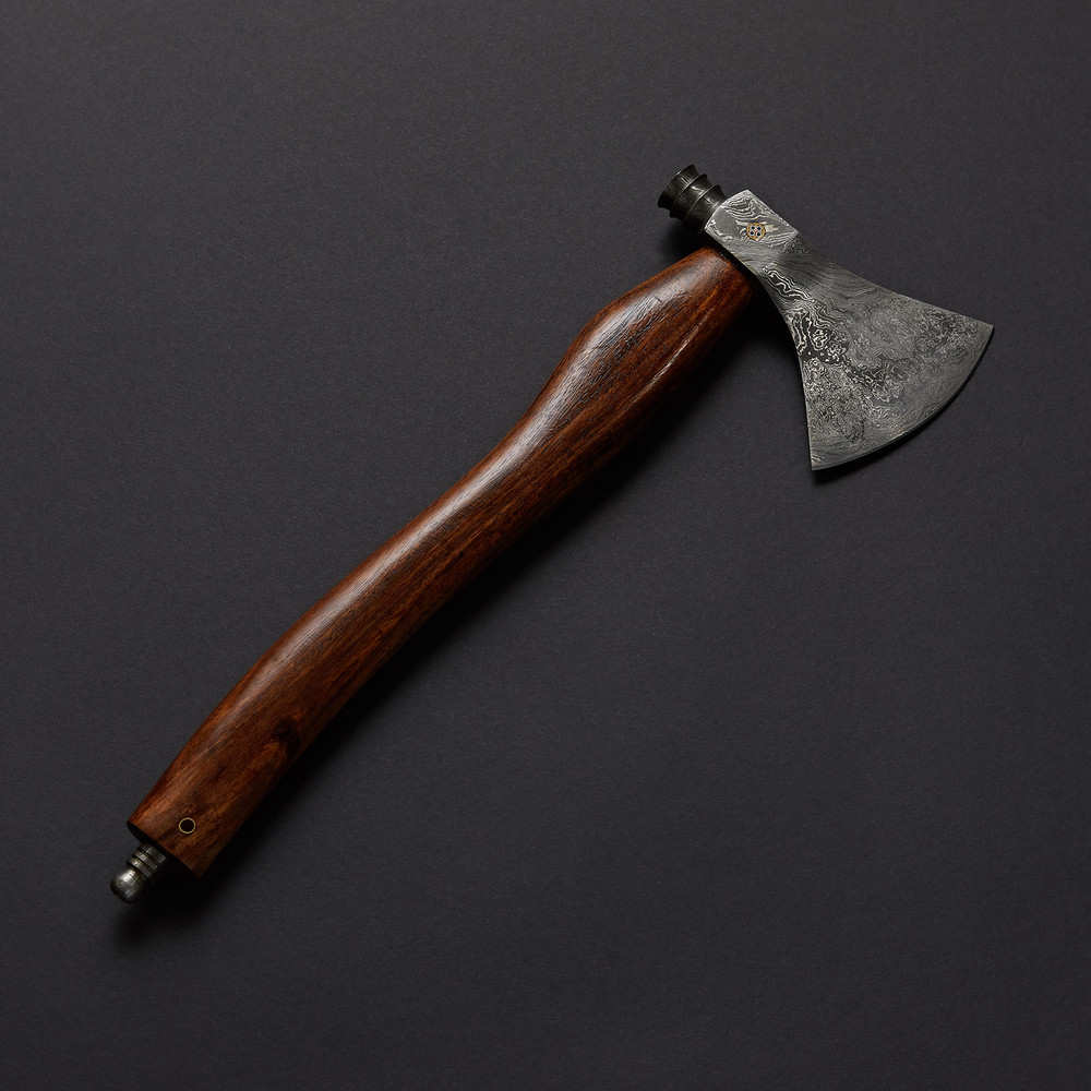 Handmade Damascus Steel Axe With Rose Wood Handle 0