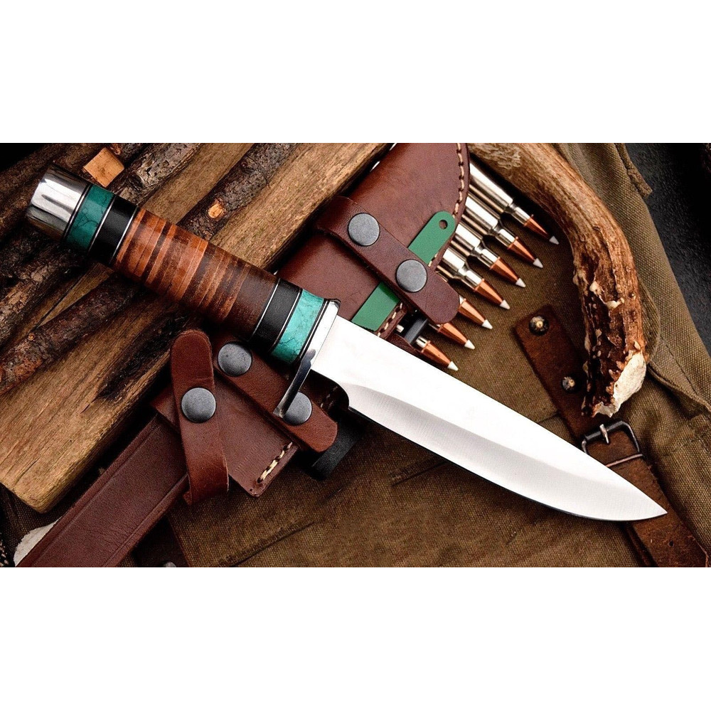 CUSTOM HANDMADE PREMIUM FULL TANG D2 TOOL STEEL HUNTING KNIFE GIFT FOR HIMHER 2