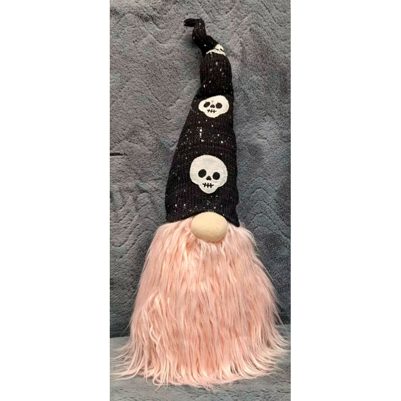 Halloween Plush Witch Gnome With Pink Hair Black 0