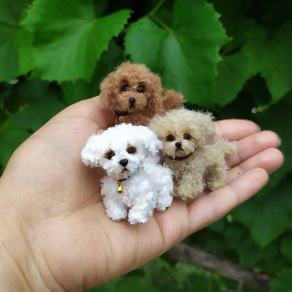 Miniature Maltipoo Puppy Poodle H Crochet Dog Pet Portrait Memorial Gift For Dog Lovers Blythe Doll 0