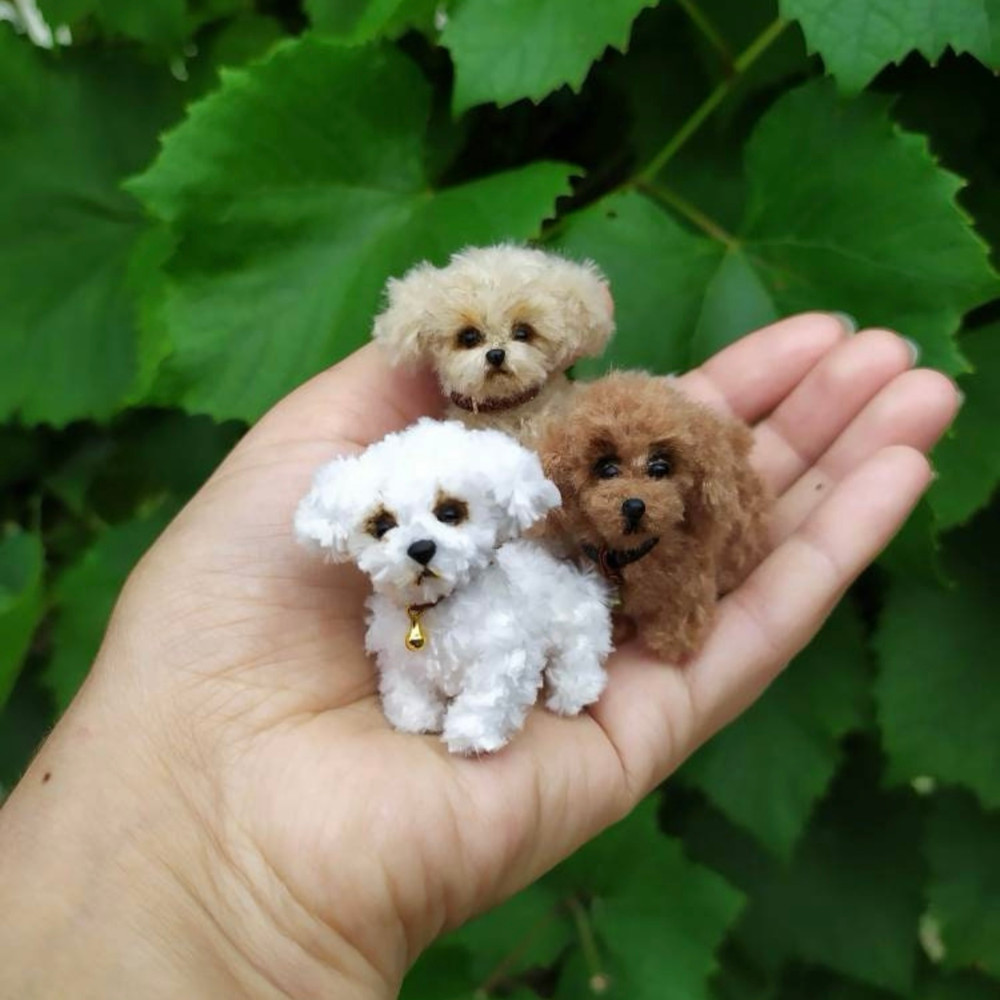Miniature Maltipoo Puppy Poodle H Crochet Dog Pet Portrait Memorial Gift For Dog Lovers Blythe Doll 4