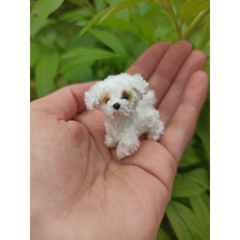 Miniature Maltese Puppy Handmade Crochet Dog Pet Portrait Memorial Gift For Dog Lovers Blythe Doll 3
