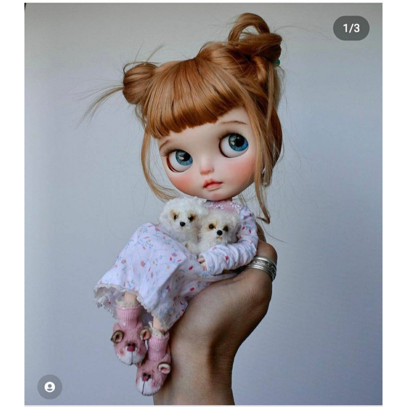 Miniature Maltese Puppy Handmade Crochet Dog Pet Portrait Memorial Gift For Dog Lovers Blythe Doll 9
