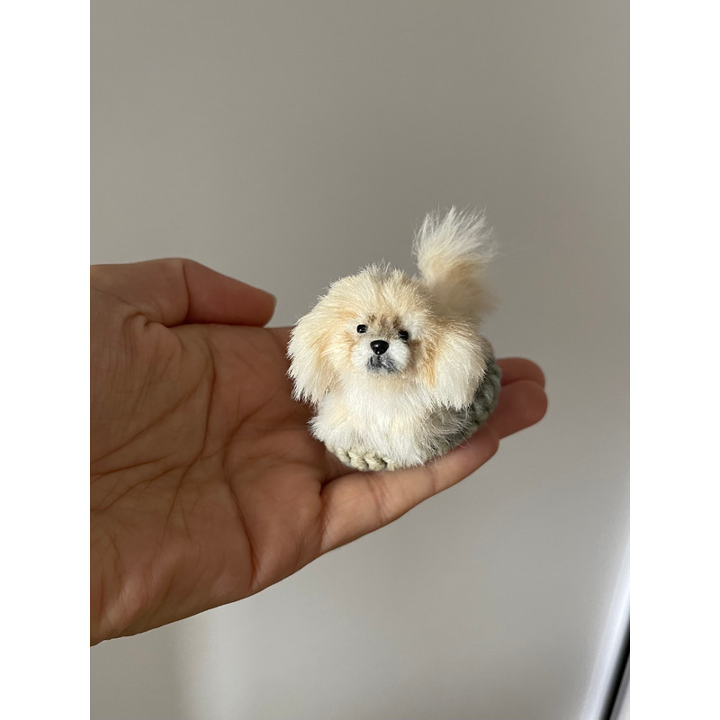 Miniature Dog Dollhouse Miniature Ooak Crocheted Pekingese Puppy Needle Felted Animals I 112 Realis