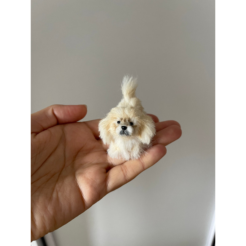 Miniature Dog Dollhouse Miniature Ooak Crocheted Pekingese Puppy Needle Felted Animals I 112 Realis