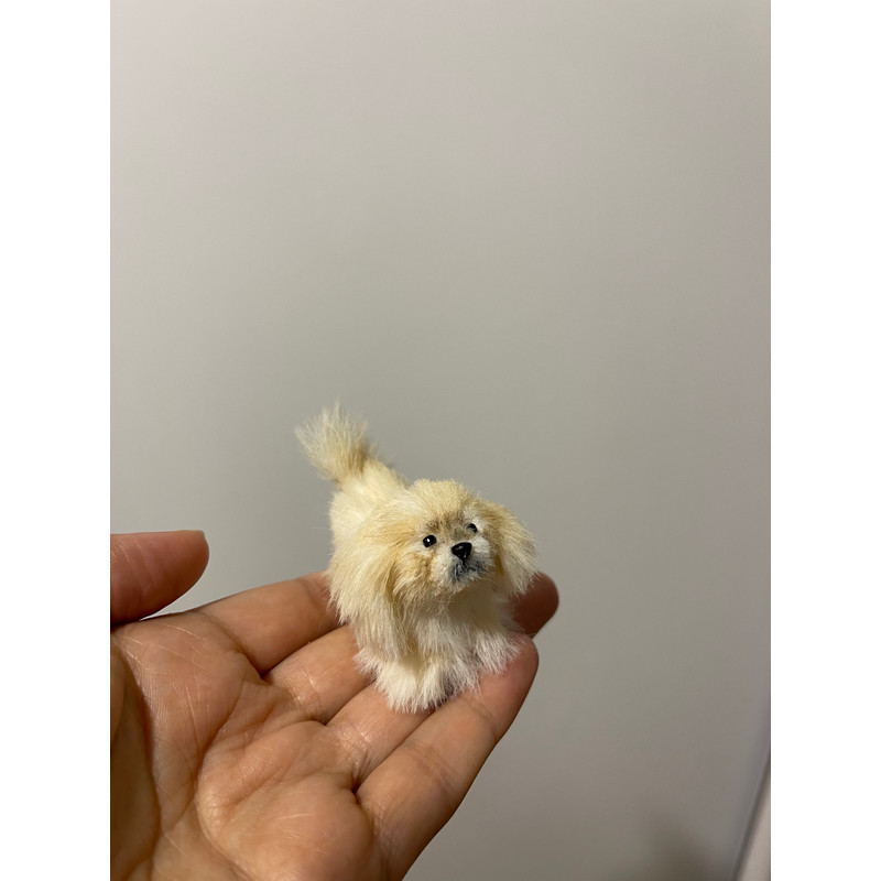Miniature Dog Dollhouse Miniature Ooak Crocheted Pekingese Puppy Needle Felted Animals I 112 Realis
