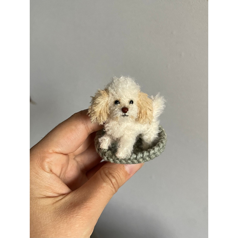 Miniature Dog Dollhouse Miniature Maltese Ooak Crochet Poodle Puppy Needle Felted Animal 112 Realis 0