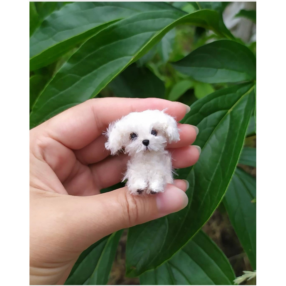 Miniature Dog Dollhouse Miniature Maltese Ooak Crochet Poodle Puppy Needle Felted Animal 112 Realis 1