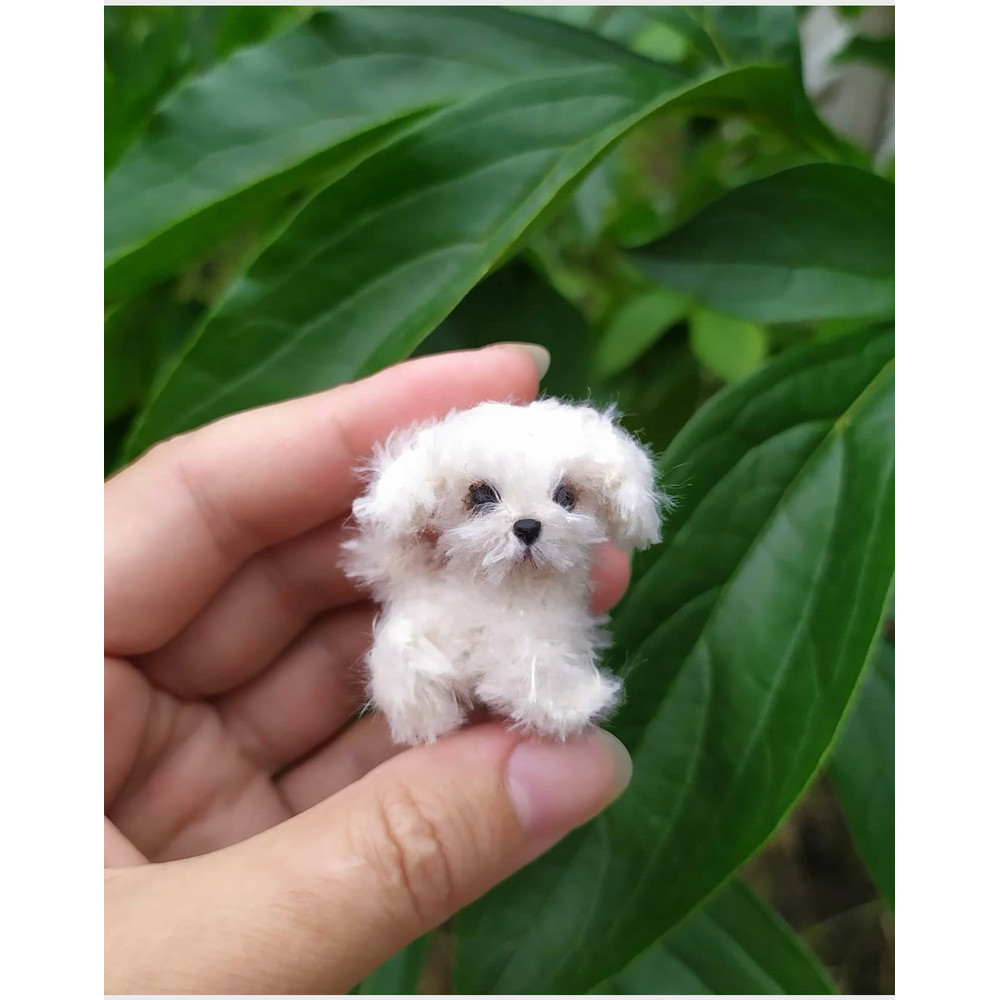 Miniature Dog Dollhouse Miniature Maltese Ooak Crochet Poodle Puppy Needle Felted Animal 112 Realis 2