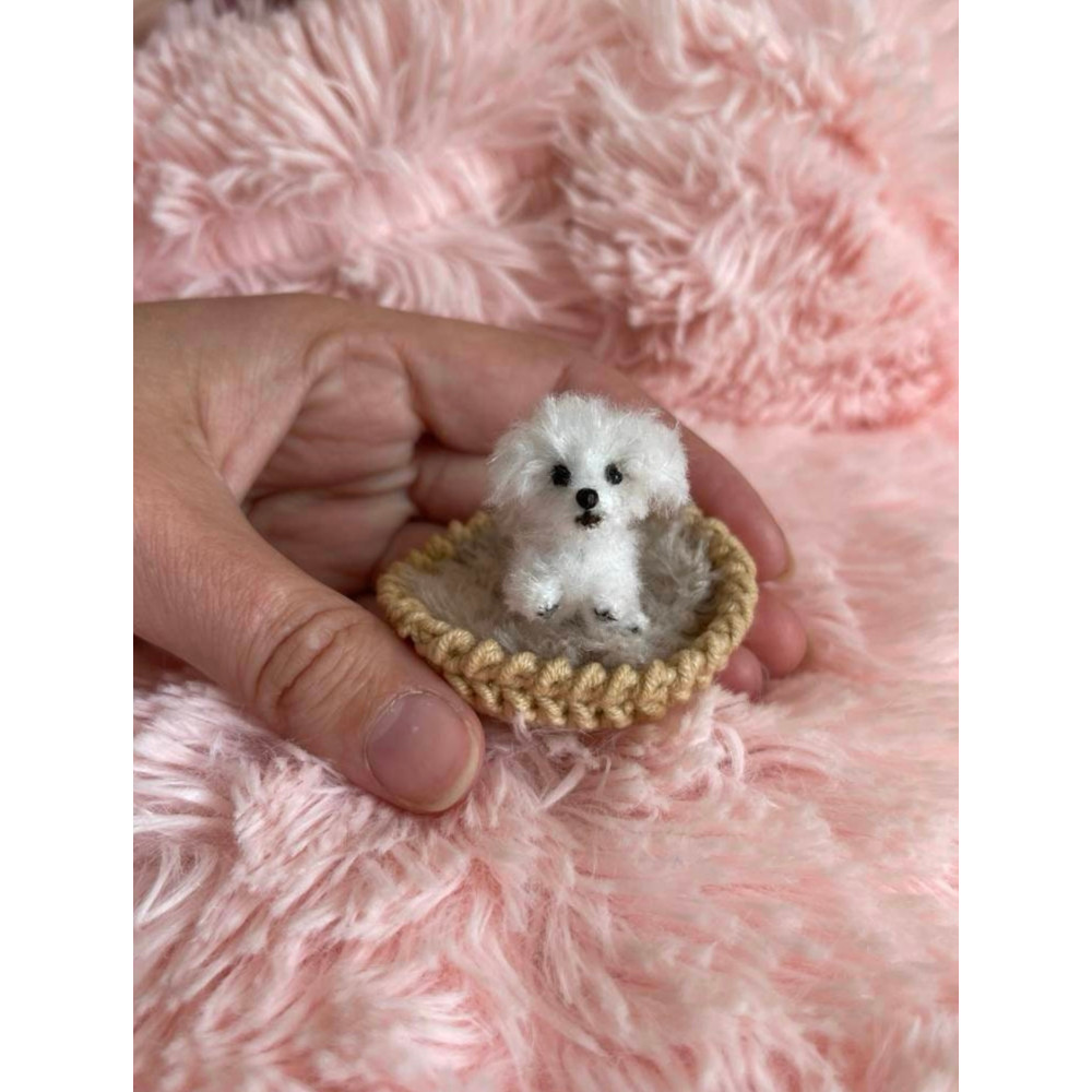 Miniature Dog Dollhouse Miniatures Maltese Ooak Crochet Poodle Puppy Needle Felted Animals 112 Real 0