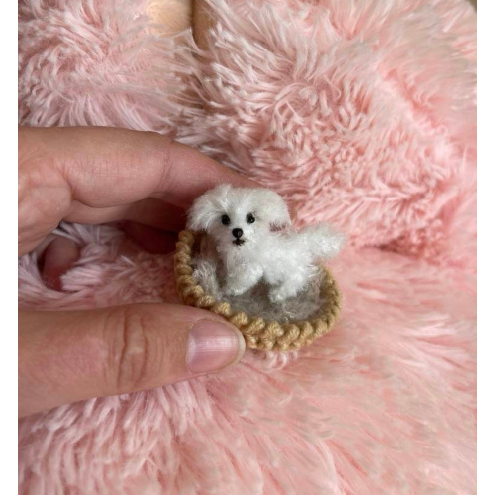 Miniature Dog Dollhouse Miniatures Maltese Ooak Crochet Poodle Puppy Needle Felted Animals 112 Real 5