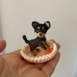 miniature chihuahua puppy tiny dog realistic animal mini chih ooak 3d sculpture blythe pet friend handmade memories gift
