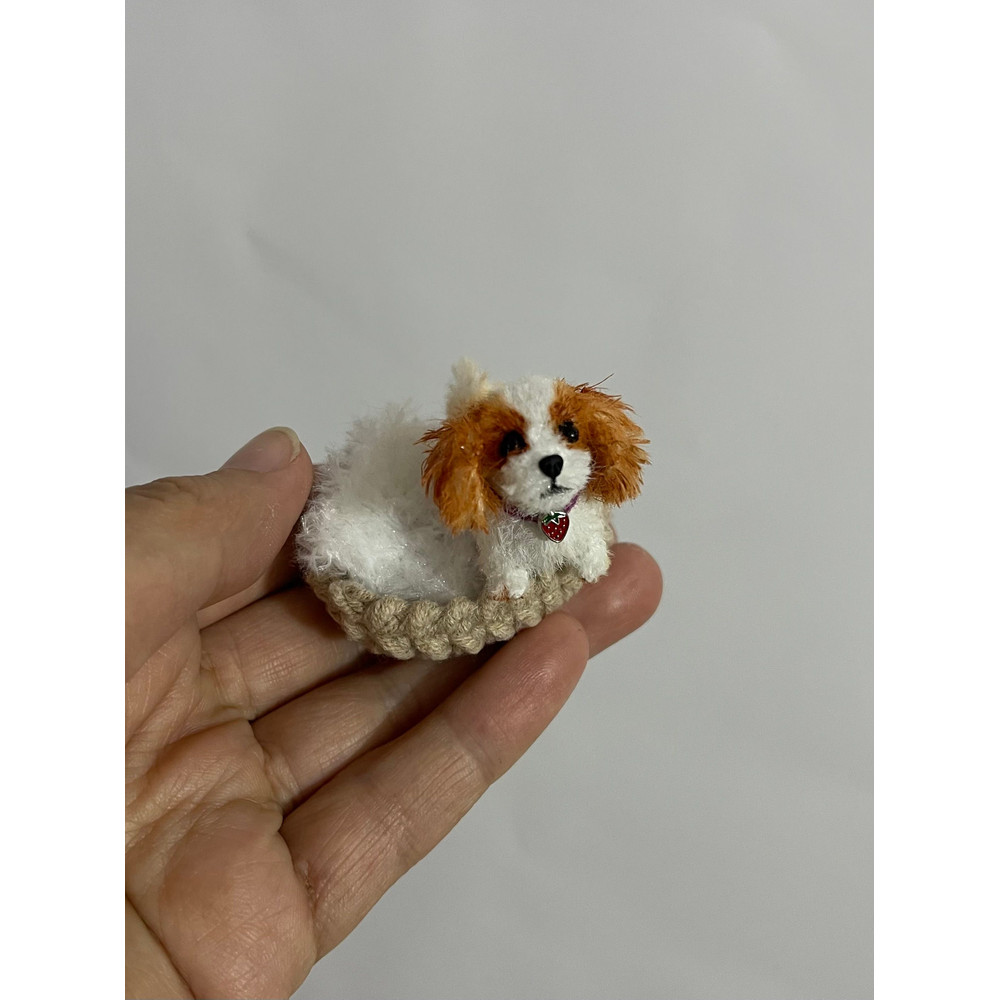 Miniature Dog Dollhouse Ooak Crochet Spaniel Puppy Needle Felted Animal 112 Realistic Blythe Pet To 3