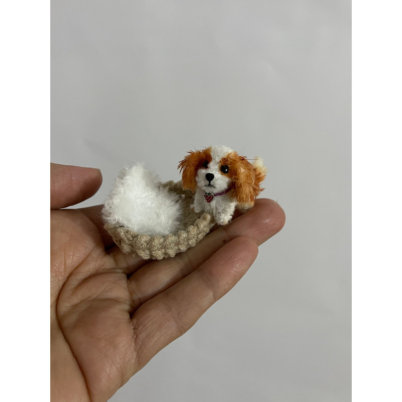 Miniature Dog Dollhouse Ooak Crochet Spaniel Puppy Needle Felted Animal 112 Realistic Blythe Pet To 5