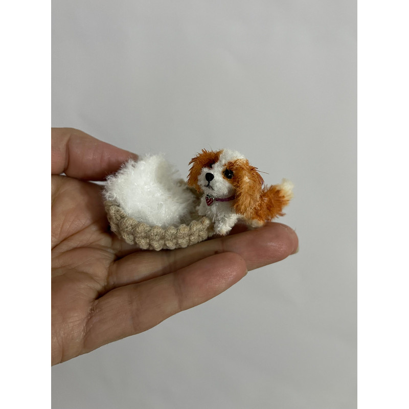 Miniature Dog Dollhouse Ooak Crochet Spaniel Puppy Needle Felted Animal 112 Realistic Blythe Pet To 6