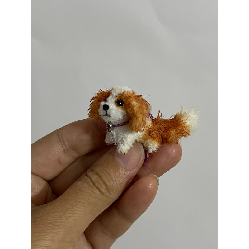 Miniature Dog Dollhouse Ooak Crochet Spaniel Puppy Needle Felted Animal 112 Realistic Blythe Pet To 8