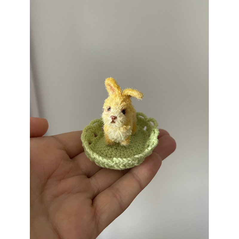 Miniature Rabbit Tiny Bunny L Baby Bunny Dollhouse Miniature Collectible Toy Crochet Bunny Handmade 1