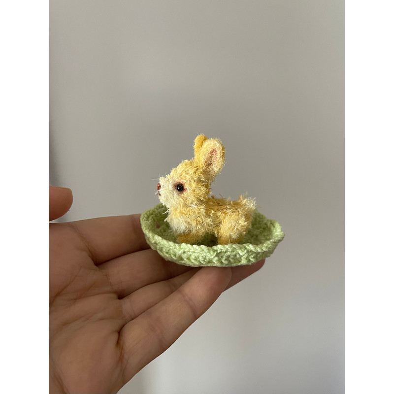 Miniature Rabbit Tiny Bunny L Baby Bunny Dollhouse Miniature Collectible Toy Crochet Bunny Handmade 3