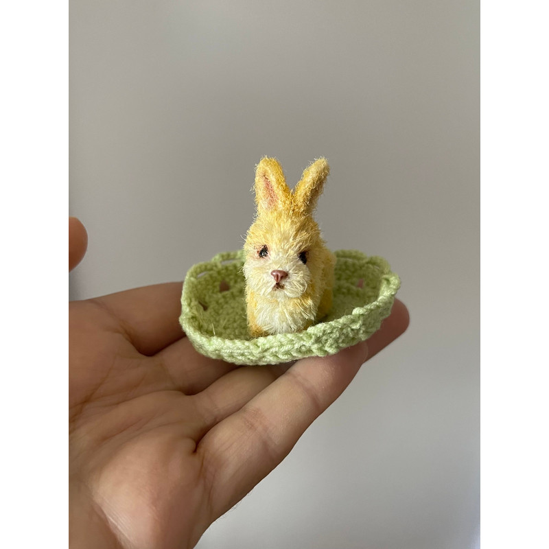 Miniature Rabbit Tiny Bunny L Baby Bunny Dollhouse Miniature Collectible Toy Crochet Bunny Handmade 4