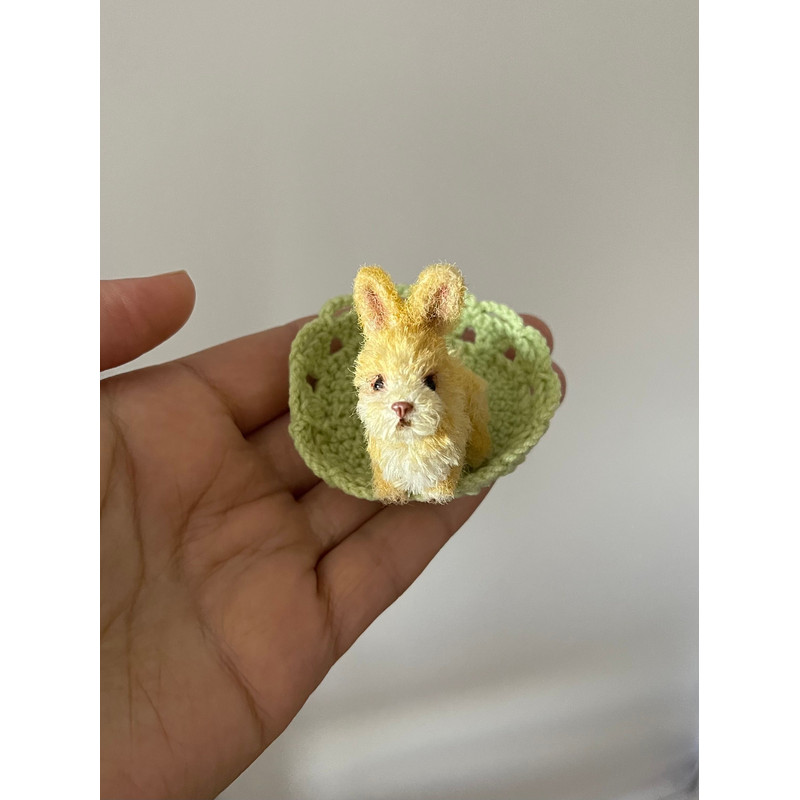 Miniature Rabbit Tiny Bunny L Baby Bunny Dollhouse Miniature Collectible Toy Crochet Bunny Handmade 5