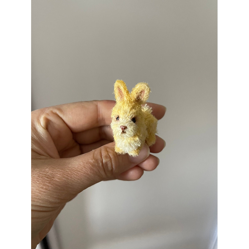 Miniature Rabbit Tiny Bunny L Baby Bunny Dollhouse Miniature Collectible Toy Crochet Bunny Handmade 6