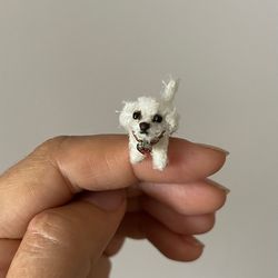 micro dog dollhouse miniature maltese ooak crochet poodle puppy realistic animal