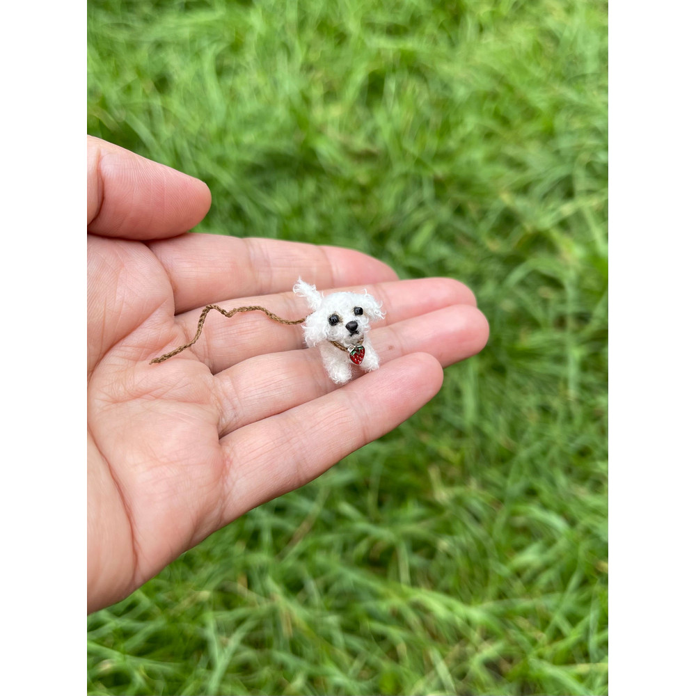 Micro Dog Dollhouse Miniature Maltese Ooak Crochet Poodle Puppy Realistic Animal 5