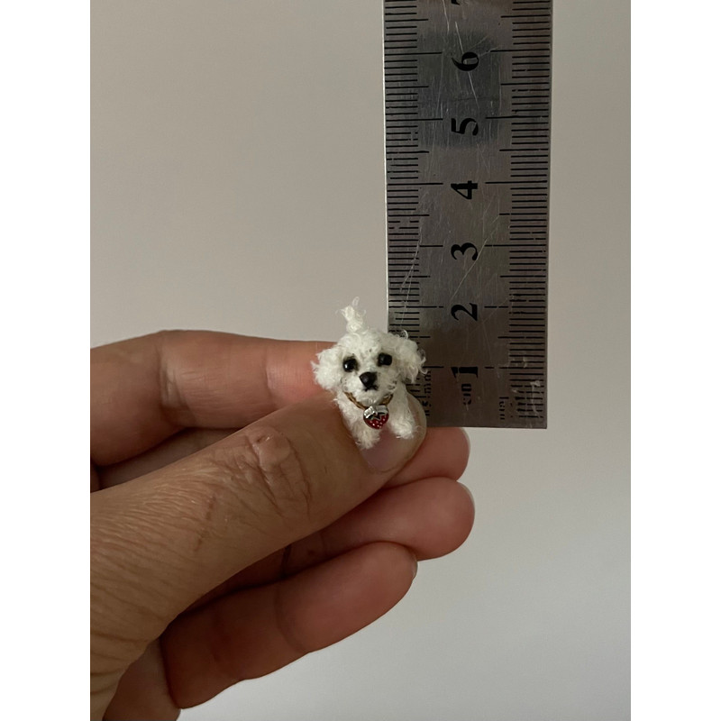 Micro Dog Dollhouse Miniature Maltese Ooak Crochet Poodle Puppy Realistic Animal 7