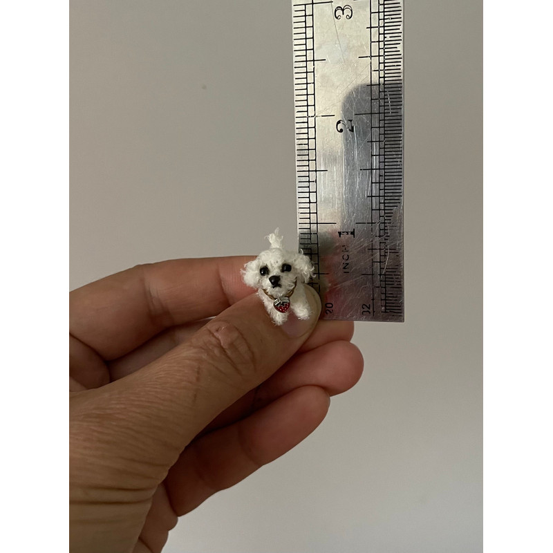 Micro Dog Dollhouse Miniature Maltese Ooak Crochet Poodle Puppy Realistic Animal 8
