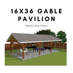 16x36 Gable Pavilion Plans