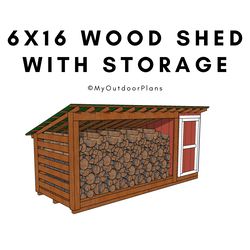 6x16 Firewood Shed with Storage Plans