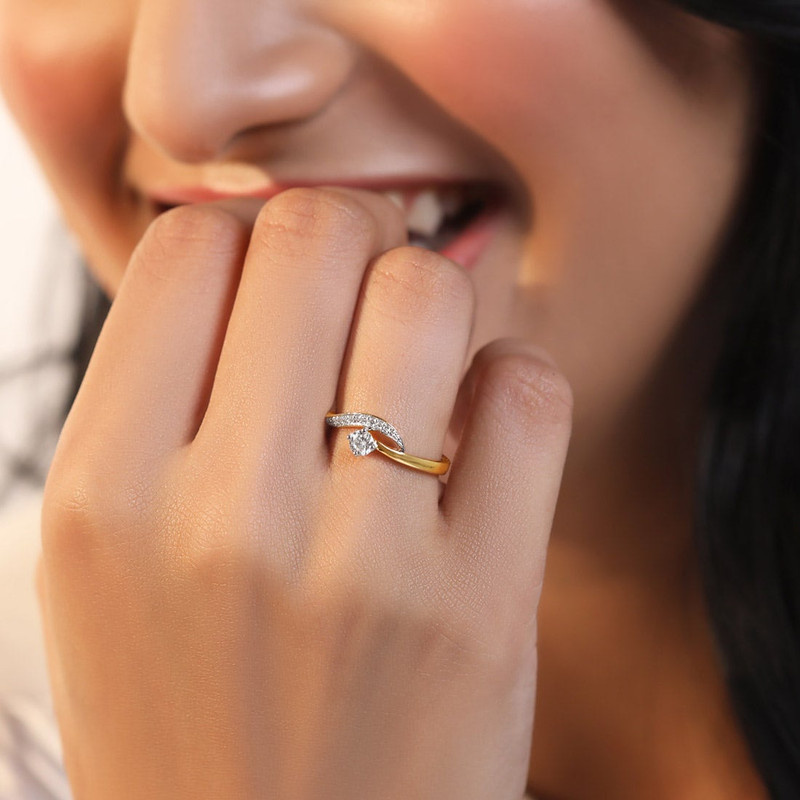 Unique Diamond Wedding Band Unique Nesting Ring Pear Diamond Bezel Ring Contour Ring 14K Gold Band 1