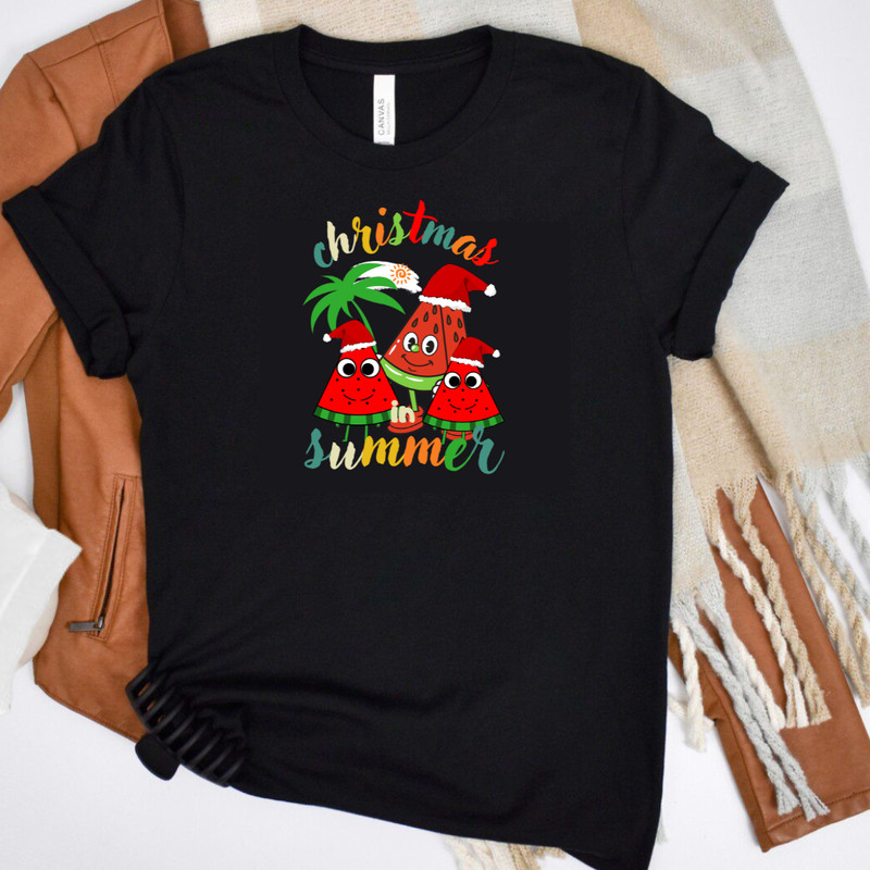Christmas In Summer TshirtWatermelon Christmas TreeBeach Christmas TshirtSummer Vibe Shirt 0
