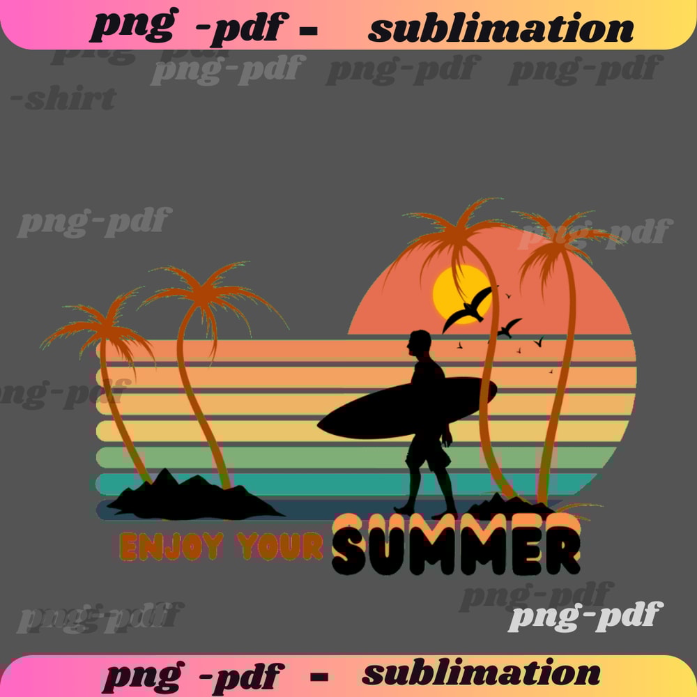 Summer Vibes Png Colorful Summer Clipart Beach Digital Image Sublimation Design Trendy Png TShirt D 0