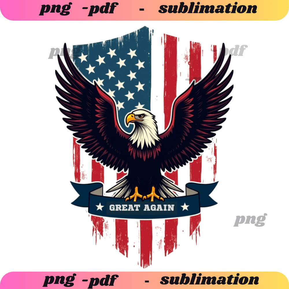 USA Flag And Eagle PNG Design  Digital Download  DIGITAL Only  Americana Design Tshirt 0