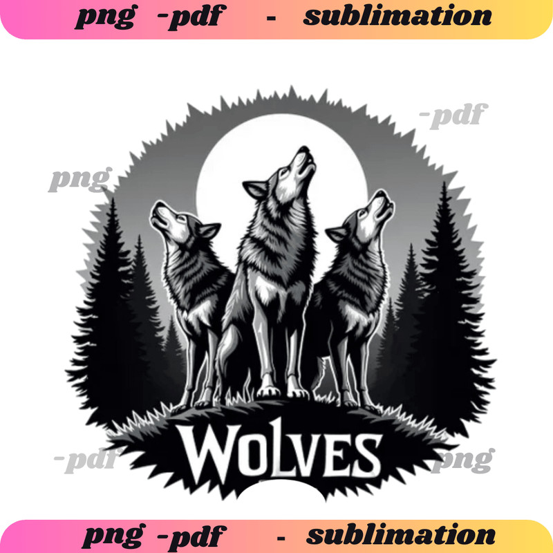 Wolf Moon Sublimation Design Wolf Howling Png Celestial Moon Wolf PNG Wolf Graphic PNG Positive 0