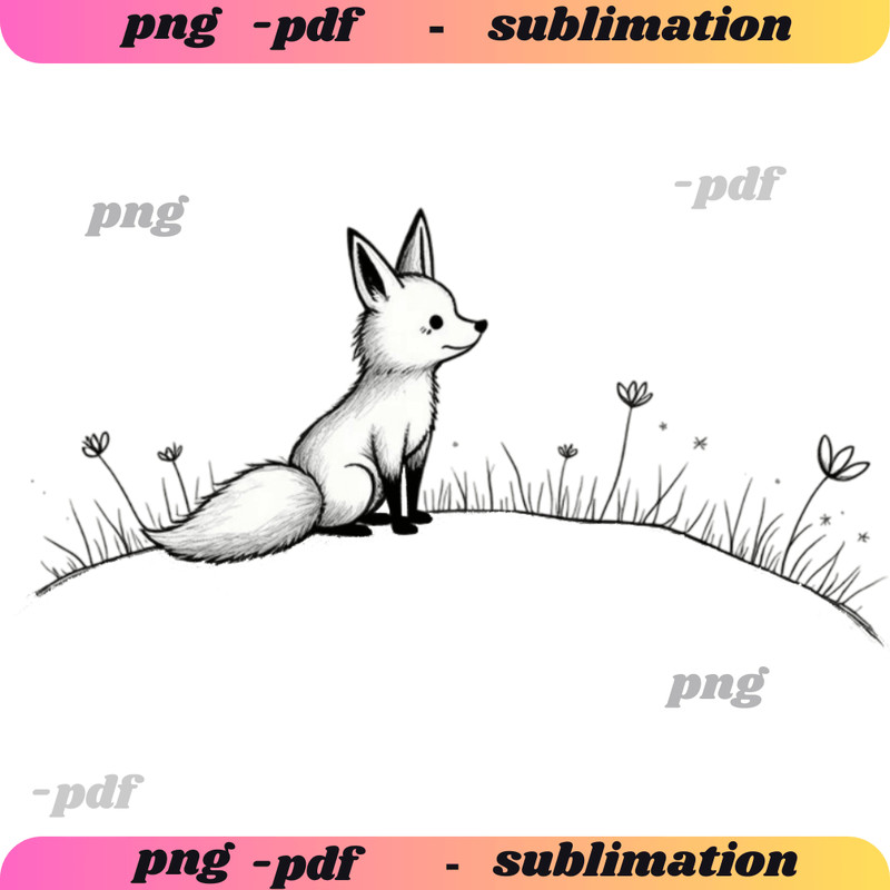 Line Art Fox Png Sublimation Design Minimalist Png Boho Sublimation Watercolor Fox Png TShirt Desig 0