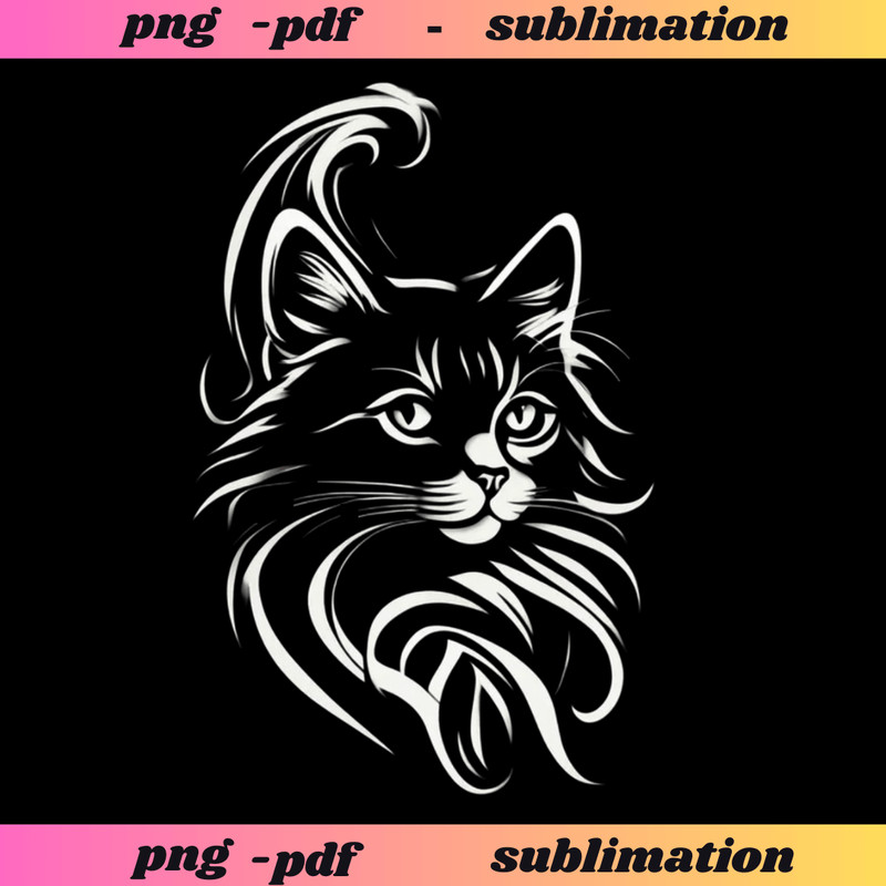 2 PNG Digital Files Cat Lover Shirt Design Happy Cat With Flowers And Hearts Womens Cute Cat Shirt 0