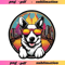 Colorful Dog Clipart With Sunglasses Retro Sublimation Printable Design For T Shirts Tote Bags Mug 0