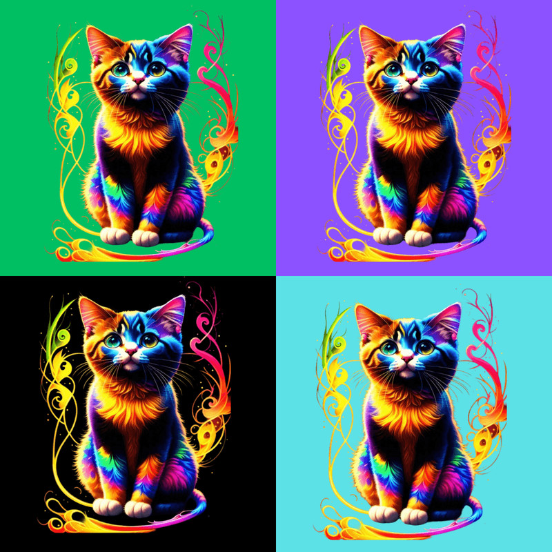 Watercolor Rainbow Colored Kitten Clipart Colorful Butterfly Kitten PNG For TShirt Mug Tumbler Subl 2