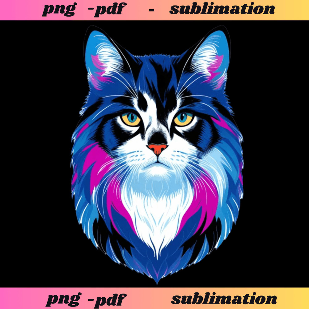 Colorful Cat Png Tshirt Designs Sublimate Designs Urban Design Hip Hop Png Urban Style Dtf Designs 0