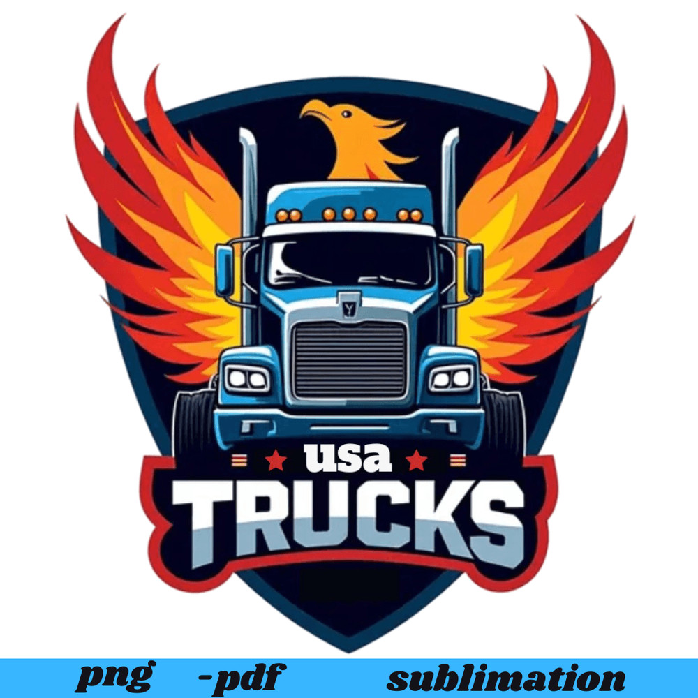 Convoy Truck Sublimation Graphic USA Flag Semi Truck Digital Design For Patriotic Crafts TShirts M 0