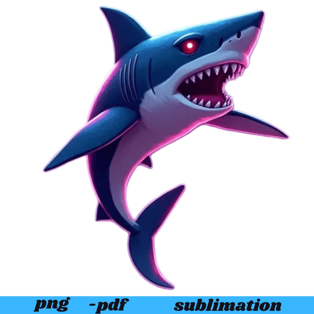 Shark Retro Tshirt Design PNG And JPEG Digital Download For Sublimation Transparent Background 1