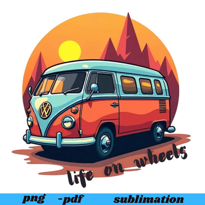 Van Surfing Clipart Caravan Surf Clipart Surfing Sublimation High Quality Transparent Background T 0